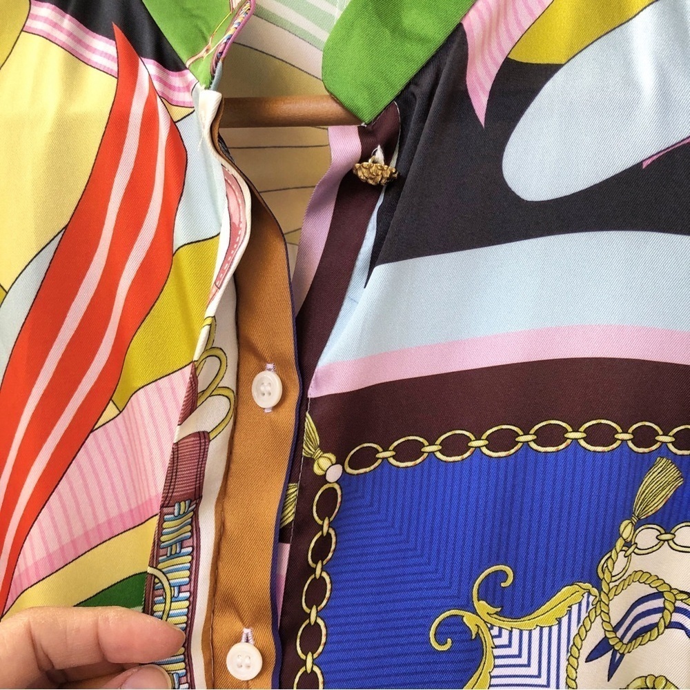ZARA | NWT SMALL BELTED SATIN ZODIAC PRINT DRESS - Picture 9 of 10
